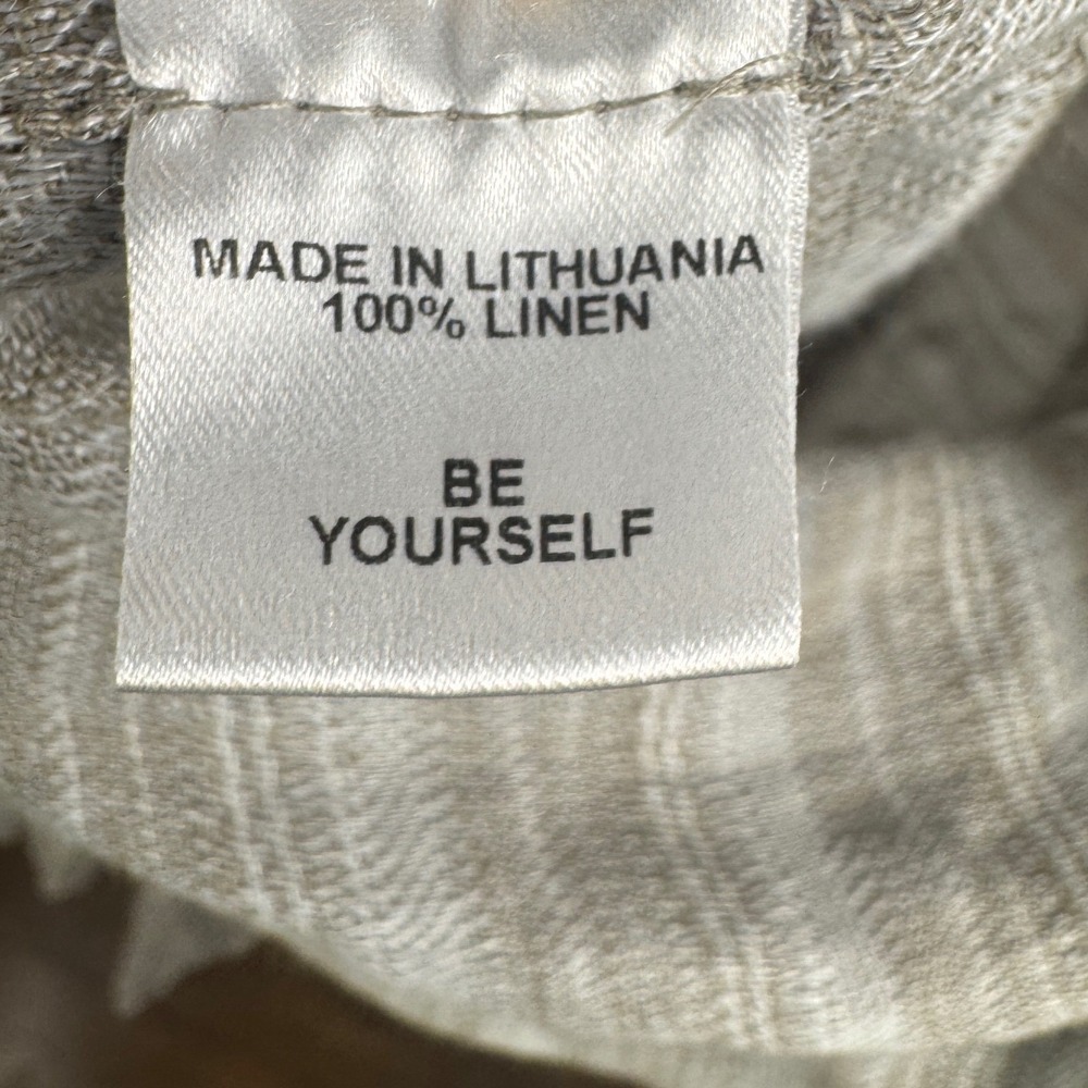 FLAX 100% Linen Striped Open‎ Front Cardigan Grey Beige Lagenlook Size Large - Picture 5 of 6